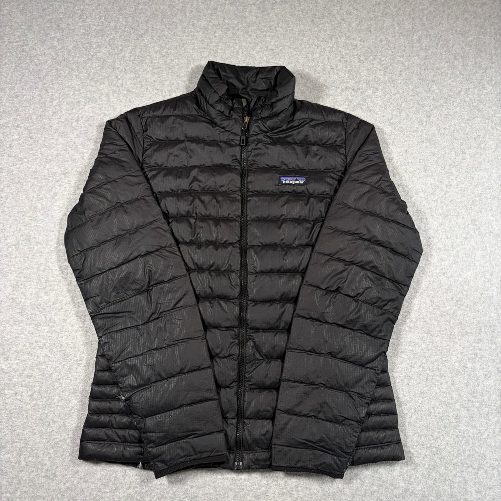 Patagonia Down Sweater Puffer Jacket Women Medium Black Full Zip 84683